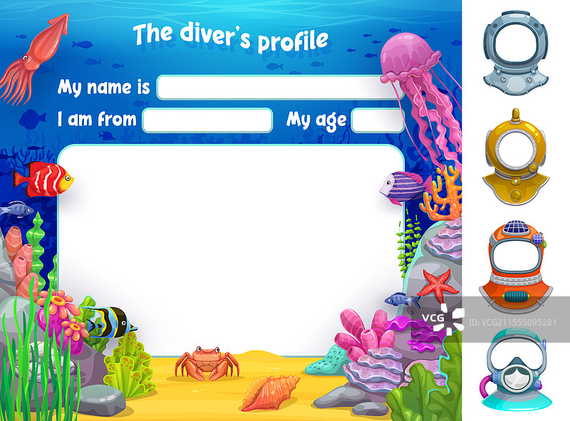儿童潜水学校会员的潜水员资料表图片素材