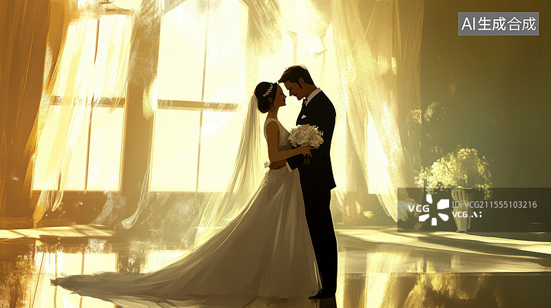 【AI数字艺术】结婚情侣人物图片素材