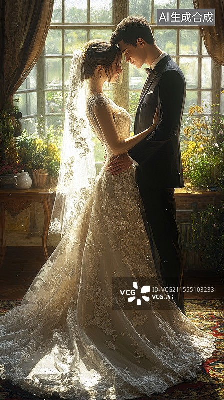 【AI数字艺术】结婚情侣人物图片素材