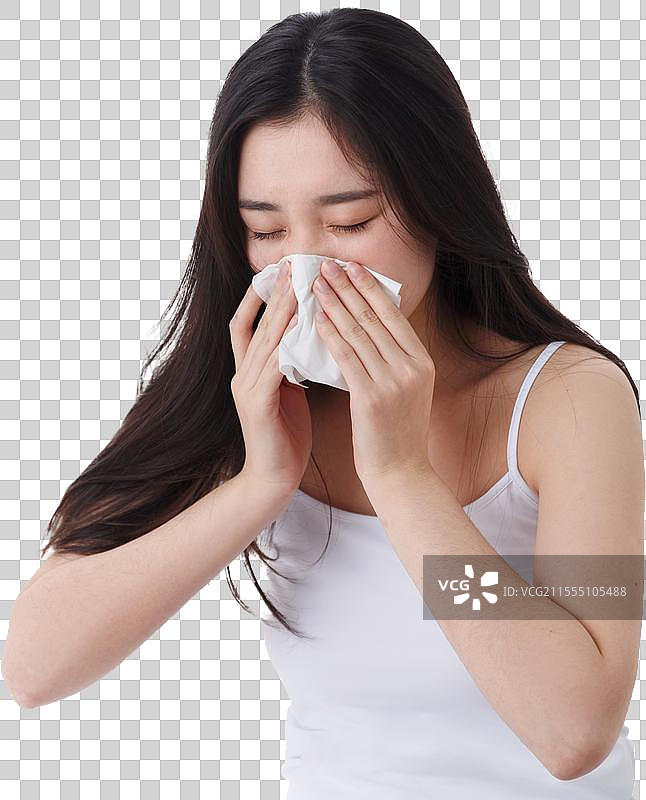 青年女人在感冒图片素材