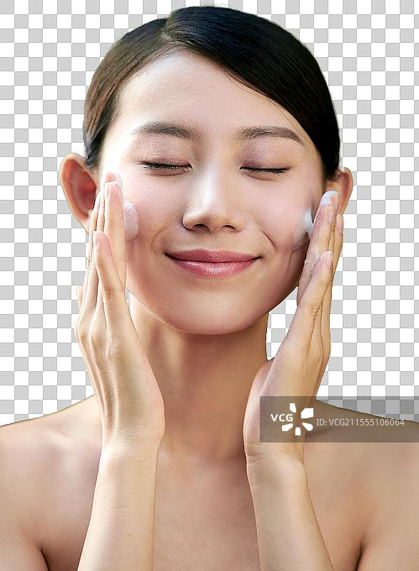 年轻美女洗脸图片素材