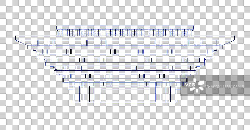 城市地标建筑上海世博会中国馆线条矢量插画免扣元素图片素材