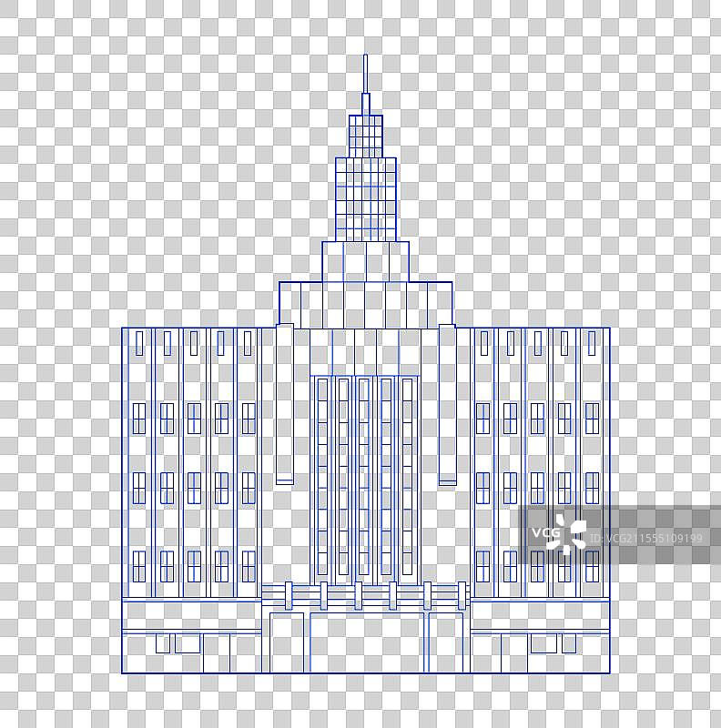 城市地标建筑上海百乐门线条矢量插画免扣元素图片素材