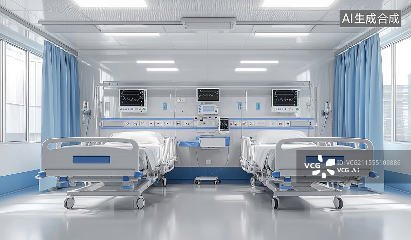 【AI数字艺术】医院病房病床及医疗设备图片素材