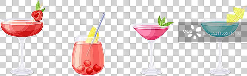 明亮的鸡尾酒饮料倒入带吸管的玻璃杯中图片素材