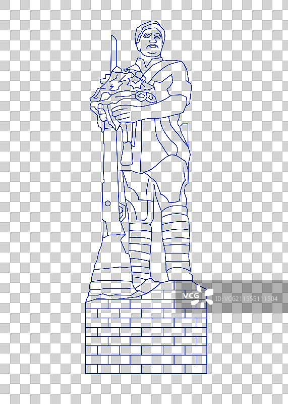 城市地标建筑广州解放纪念像线条矢量插画免扣元素图片素材