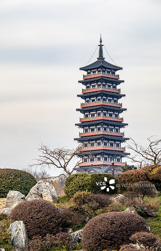 扬州瘦西湖风景区看扬州大明寺栖灵塔建筑景观图片素材