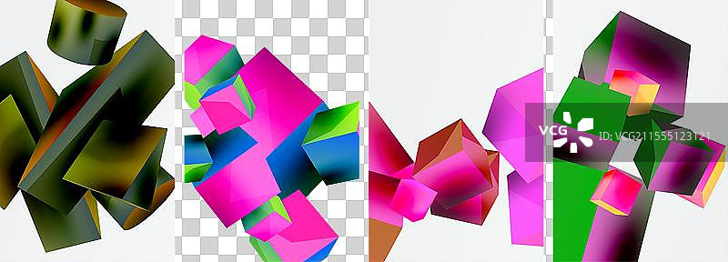 白色背景上的各种颜色立方体图片素材