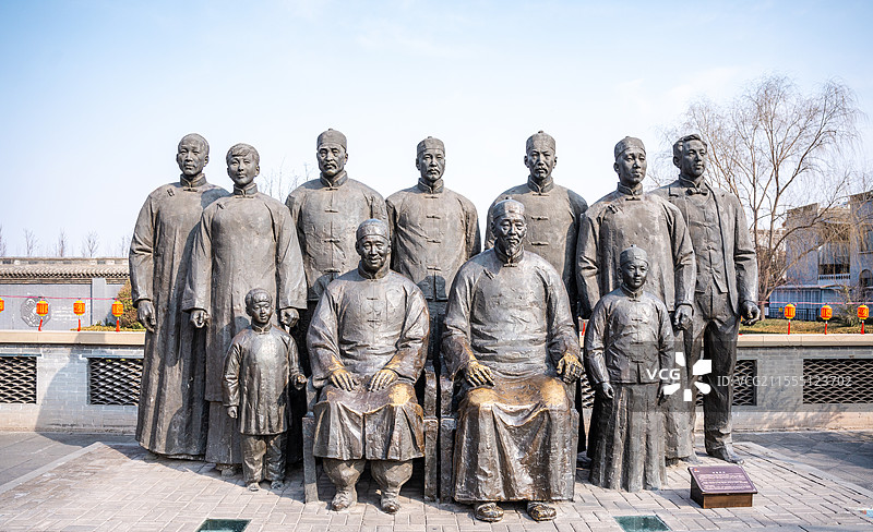 乔家大院家族雕塑图片素材