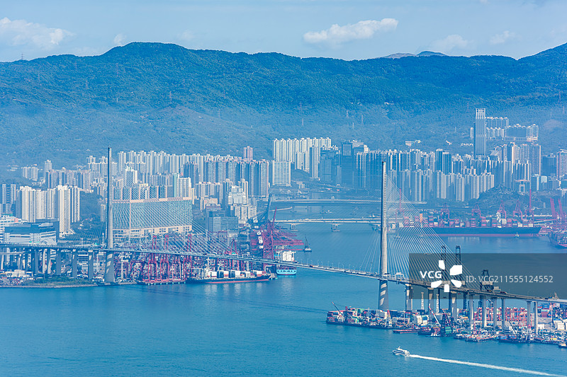 香港昂船洲大桥 香港国际货柜码头图片素材