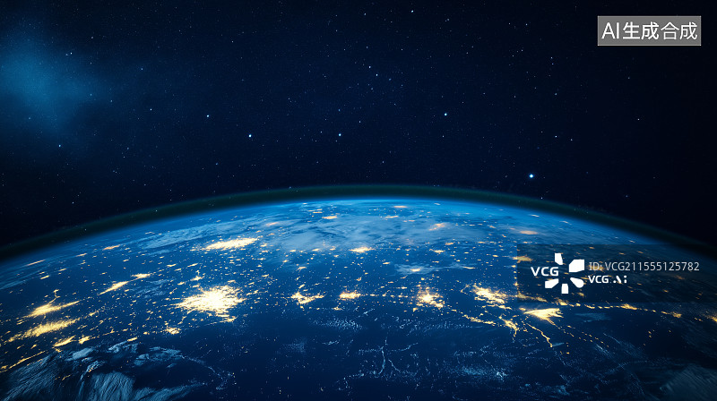 【AI数字艺术】商务科技主题海报——太空中的地球图片素材