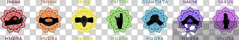 七个手势彩虹图标集图片素材