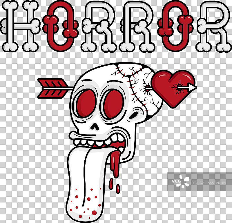 一幅骷髅伸出舌头的艺术作品图片素材