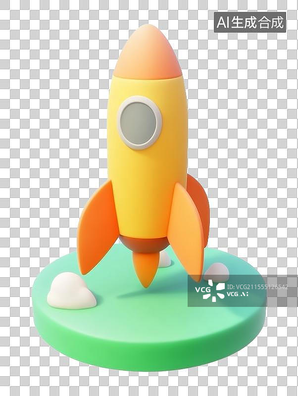【AI数字艺术】卡通火箭发射场景元素免抠图标图片素材