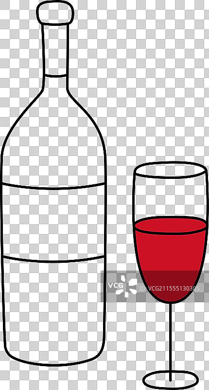 红酒瓶和酒杯涂鸦图片素材
