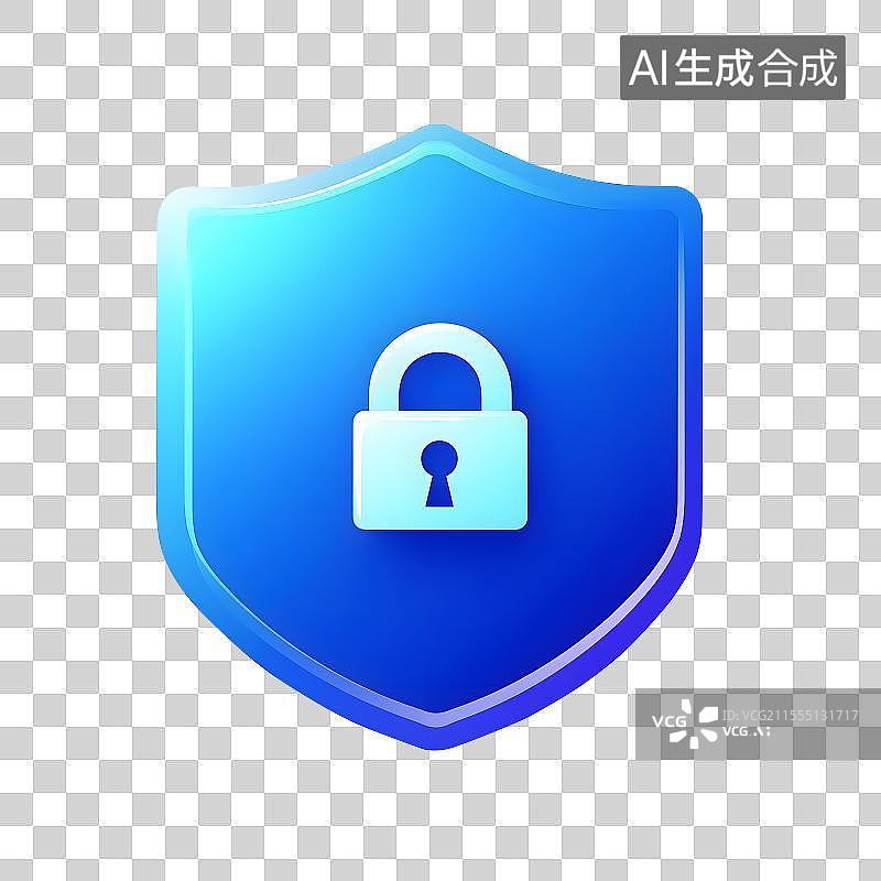【AI数字艺术】3D图标盾锁网络安全免抠元素图片素材