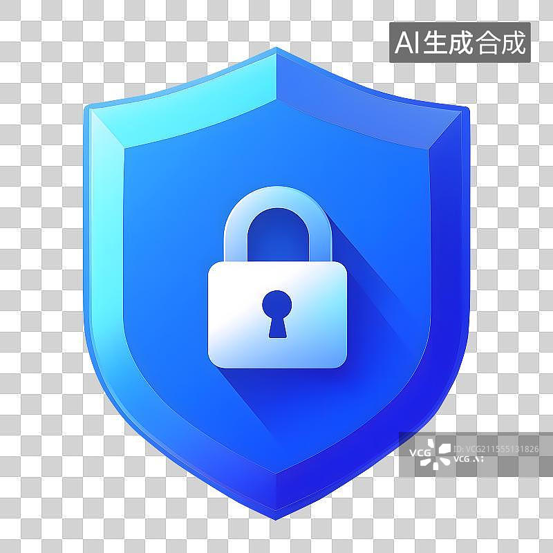 【AI数字艺术】3D图标盾锁网络安全免抠元素图片素材