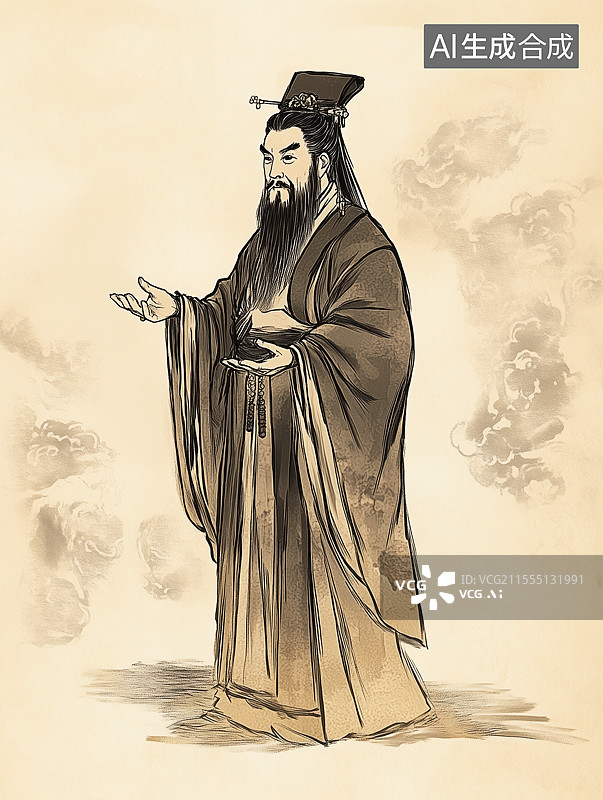 【AI数字艺术】古代历史名人画像孔子孟子图片素材