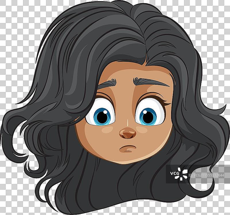 一位关心的年轻女性的卡通形象图片素材