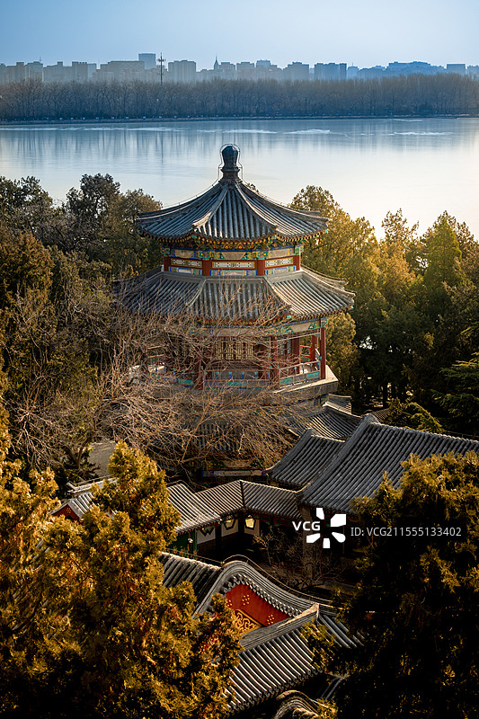 颐和群树怀抱，冬之佛香阁图片素材