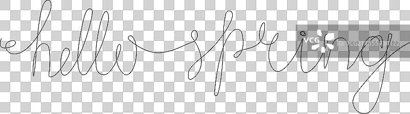 一笔画风格的排版名言：你好，春天图片素材