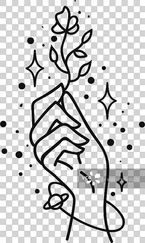 手绘天体线条设计图片素材