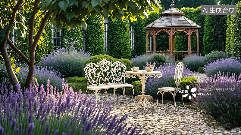 【AI数字艺术】法式浪漫私家花园图片素材