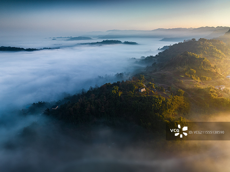 泸州市纳溪区白节镇日出云海航拍风景风光图图片素材