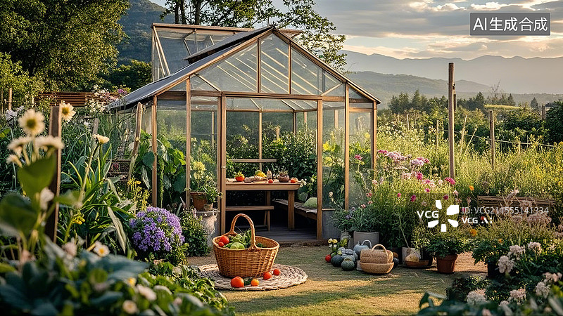 【AI数字艺术】现代田园私家菜园花园图片素材