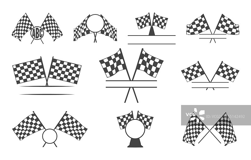 棋盘旗字母组合交叉赛车旗SVG图片素材