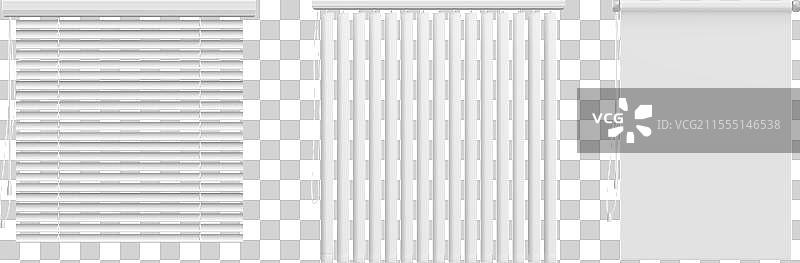 白色背景上孤立的窗帘百叶窗套装图片素材
