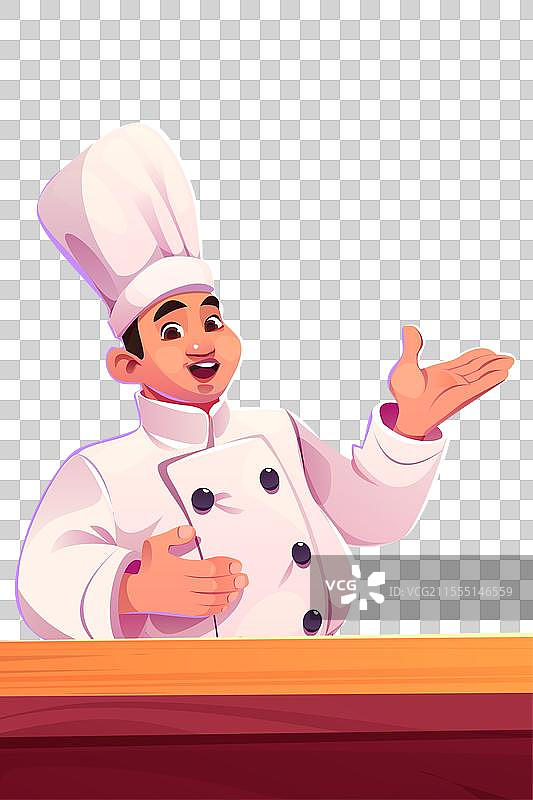 穿着制服和厨师帽的厨师在厨房里图片素材