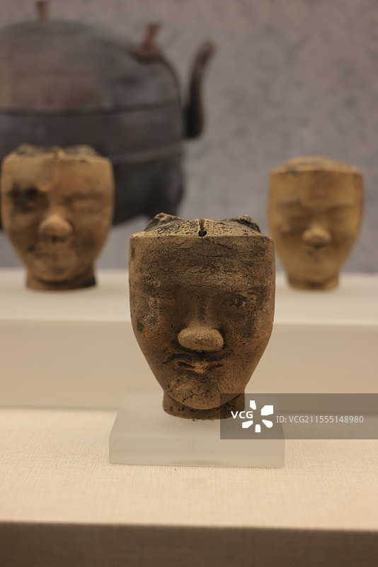 陶俑头 战国 六安白鹭洲战国双墓出土 皖西博物馆藏图片素材