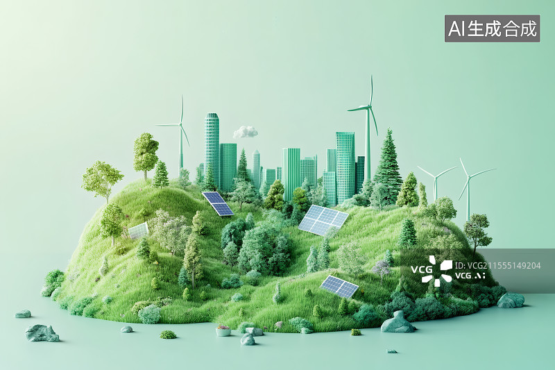 【AI数字艺术】节能减排，绿色能源，可持续发展图片素材
