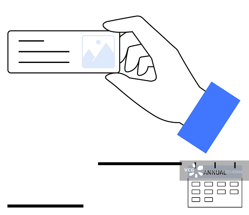 手持身份证和年度日历图片素材