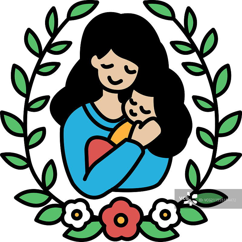 一位女性抱着婴儿。图片素材