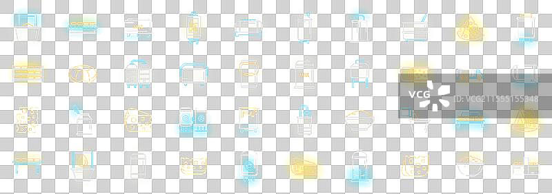 奶酪生产图标集霓虹灯风格图片素材