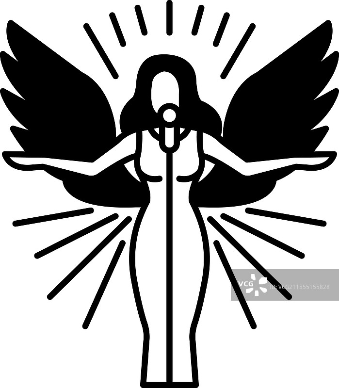 一位手持麦克风并拥有翅膀的女性在唱歌图片素材