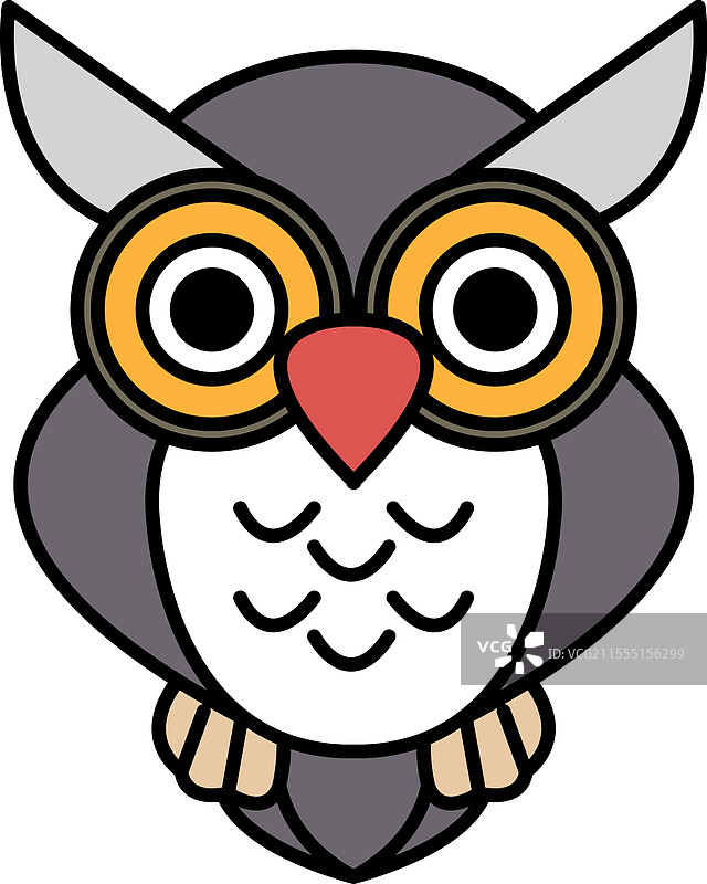 戴着眼镜和红色鼻子的卡通猫头鹰图片素材