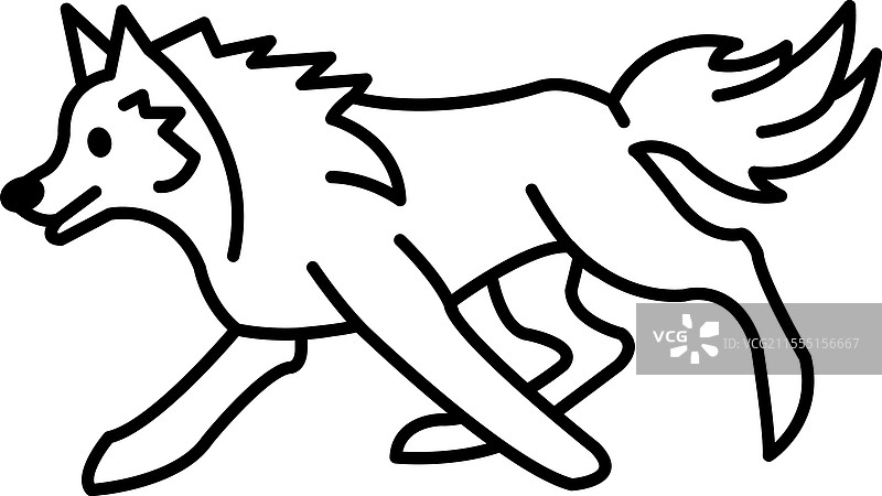 一幅黑白画的奔跑狼图片素材