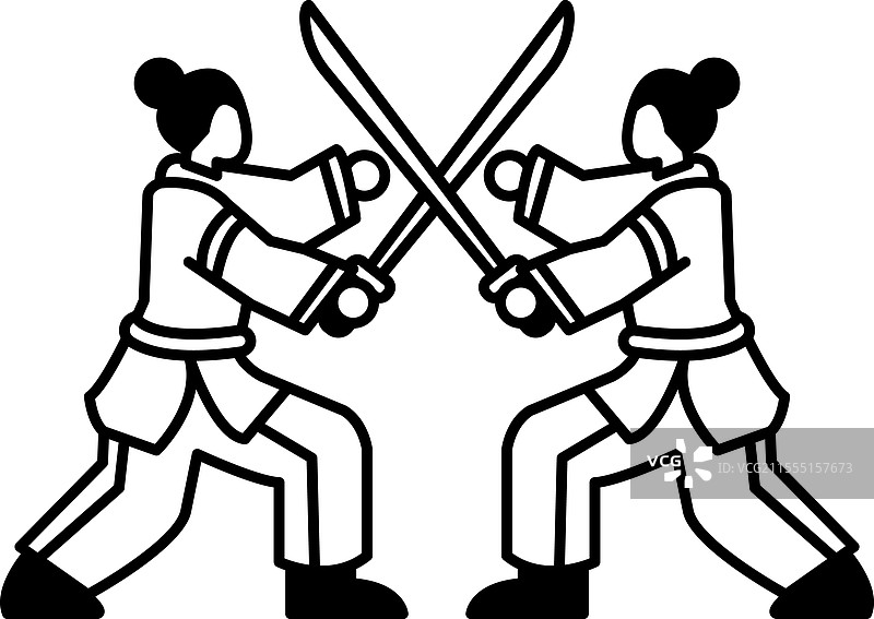 两名女性正在用剑战斗图片素材