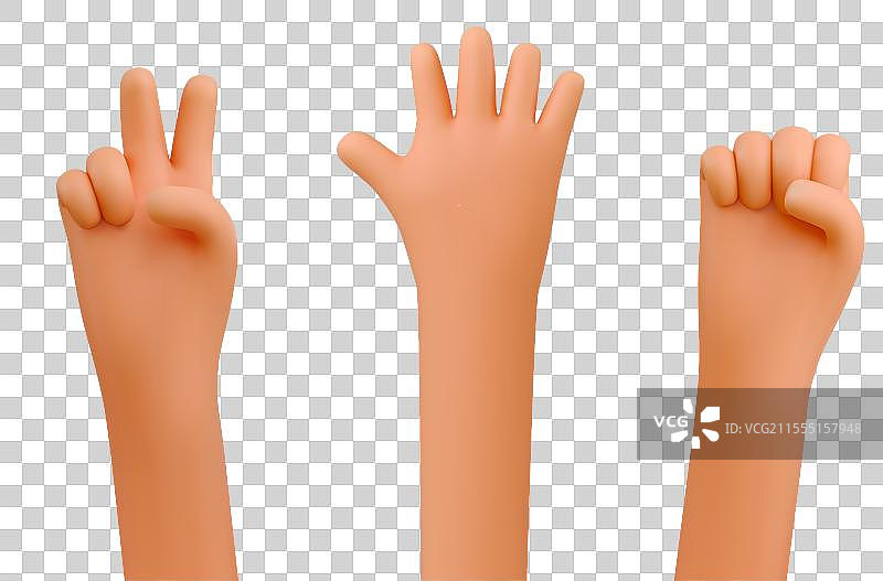 3D卡通手在玩剪刀石头布游戏图片素材