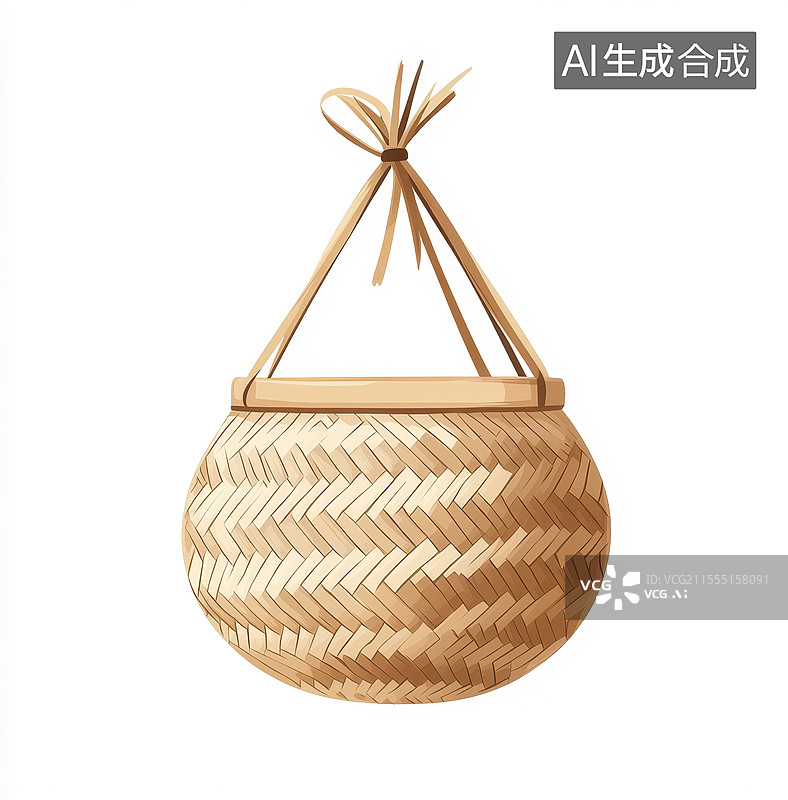 【AI数字艺术】卡通非物质文化遗产手工柳条藤条竹编篮子图片素材
