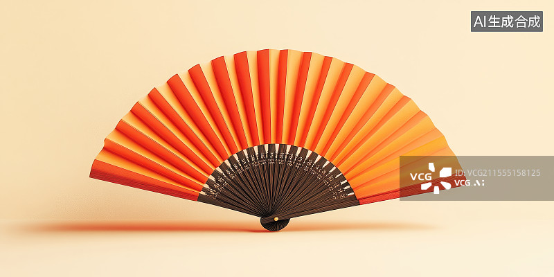 【AI数字艺术】简约中国传统折扇纸扇扇子中国国潮风背景图片素材