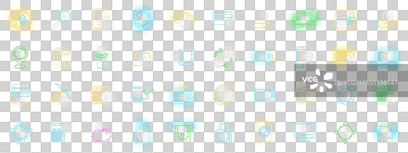 加密货币图标集霓虹灯风格图片素材