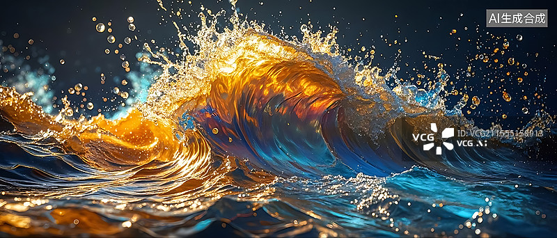 【AI数字艺术】多彩多色的流动水溅起水珠动感活力背景图图片素材