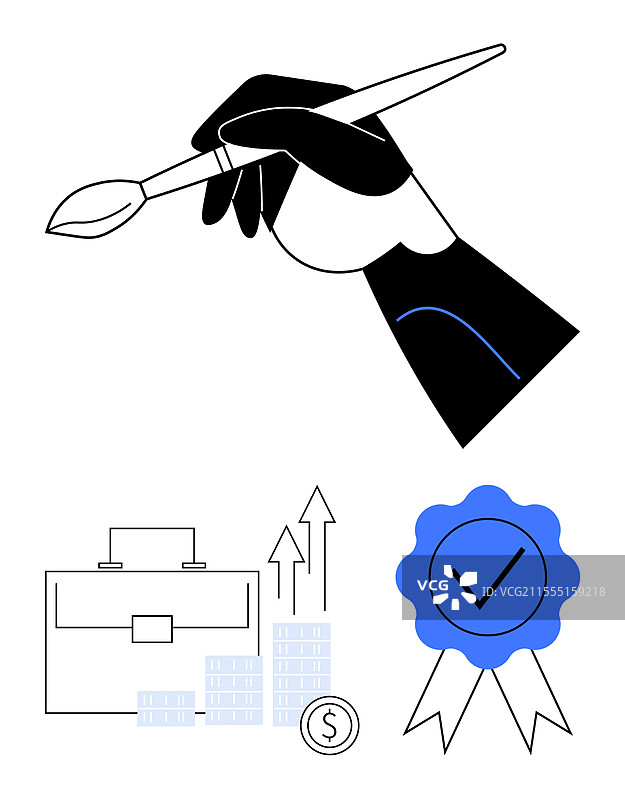 创意手握画笔和公文包图片素材