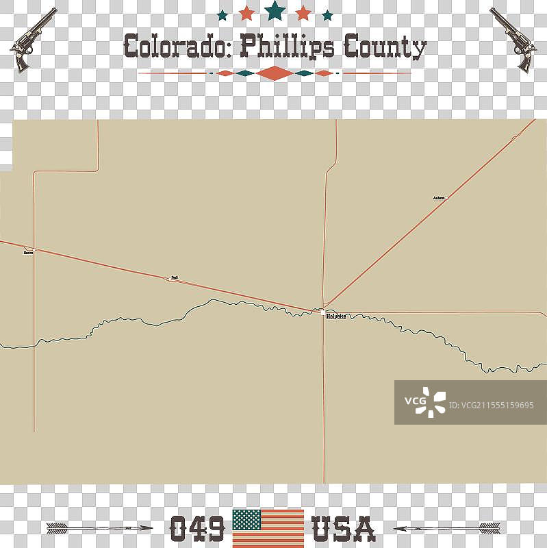 科罗拉多州菲利普斯县的复古地图图片素材