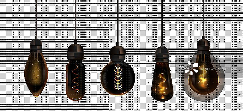 复古灯泡置于透明背景上图片素材