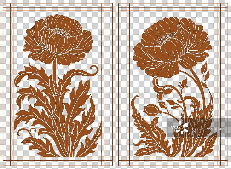 维多利亚艺术风格的牡丹花框架图片素材